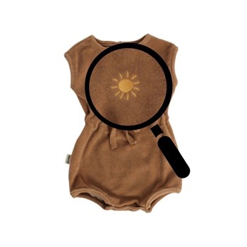 Ekstra İnce Havlu Romper Bebek Tulum - Sun - Güneş Nakış - Kahverengi